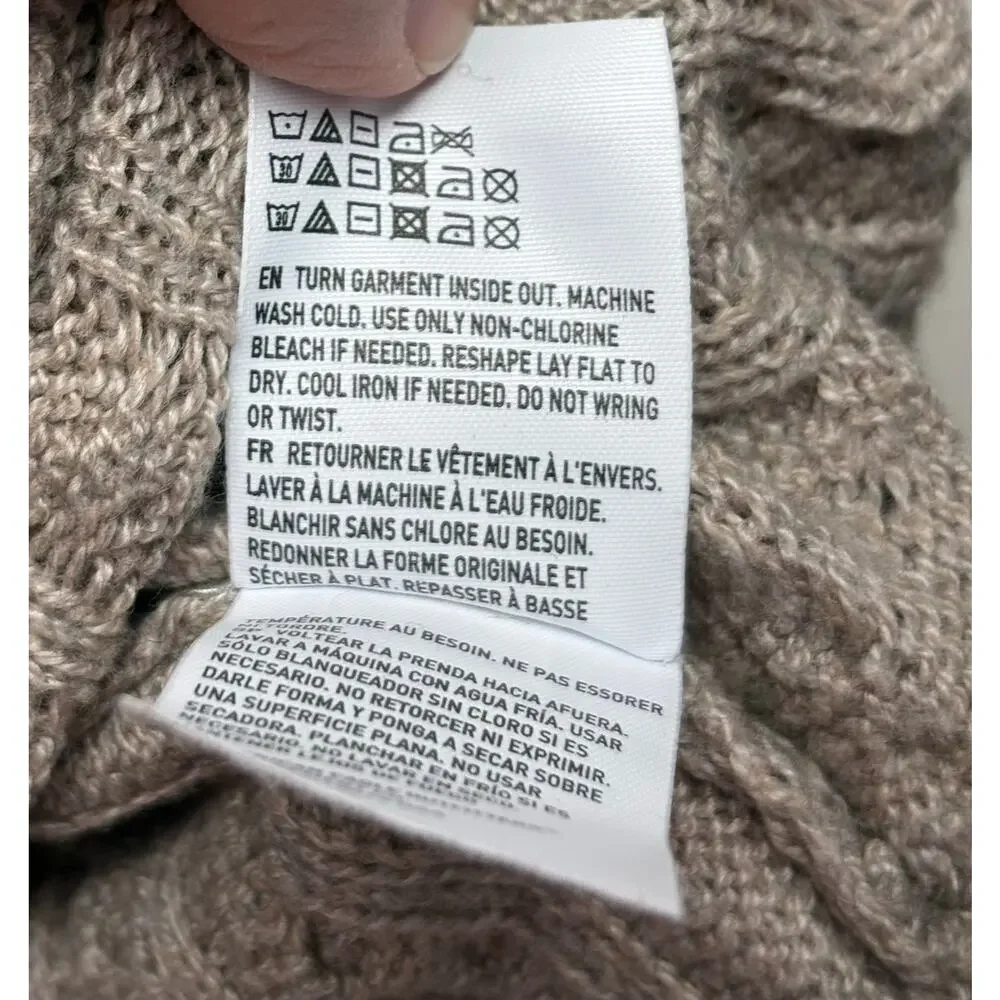 American Eagle Sweater, Crew Cable Knit, Light Brown Cotton Wool, Women's Size S